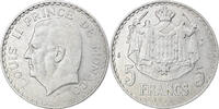 Monaco 5 Francs Münze, Louis II, Paris, SS, Aluminium, KM:122 -