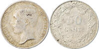 Belgien 50 Centimes Münze, SS, Silber, KM:71 -