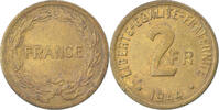 Frankreich 2 Francs Münze, France Libre, Philadelphia, SS, Messing -