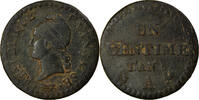 Frankreich Centime Münze, Dupré, Paris, SS, Bronze, KM:646, Gadoury:76 -