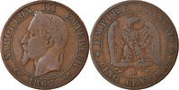 Frankreich 5 Centimes Münze, Napoleon III, Napoléon III, Bordeaux, S+ -