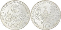 Bundesrepublik Deutschland 10 Mark Münze, Karlsruhe, VZ+, Silber -