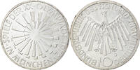 Bundesrepublik Deutschland 10 Mark Münze, Hamburg, VZ+, Silber -