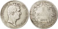 Frankreich 5 Francs Münze, Louis-Philippe, Paris, S+, Silber, KM:737.1 -