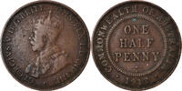 1/2 Penny 1912 H Australien Münze, George V, SS, Bronze, KM:22 SS