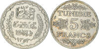Tunesien 5 Francs Münze, Ahmad Pasha Bey, Paris, SS, Silber, KM:261 -