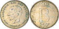 Belgien 250 Francs, 250 Frank Münze, Brussels, S+, Silber, KM:157.1 -