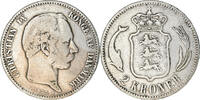 Dänemark 2 Kroner Münze, Christian IX, Copenhagen, S+, Silber -