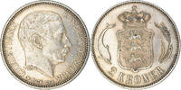 Dänemark 2 Kroner Münze, Christian X, Copenhagen, SS+, Silber, KM:820 -