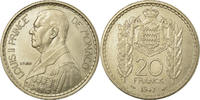 Monaco 20 Francs, Vingt Münze, Louis II, Poissy, VZ, Copper-nickel -