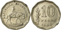 Argentinien 10 Pesos Münze, SS, Nickel Clad Steel, KM:60 -