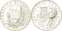 San Marino 5 Euro Giovanni Pascoli, UNZ, Silber, KM:520 -
