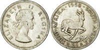 Südafrika 5 Shillings Münze, Elizabeth II, SS, Silber, KM:52 -