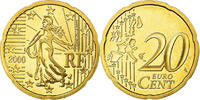 Frankreich 20 Euro Cent Proof, STGL, Messing, KM:1286 -
