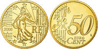 Frankreich 50 Euro Cent Proof, STGL, Messing, KM:1287 -