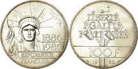 Frankreich 100 Francs Münze, Statue de la Liberté, VZ, Silber, KM:960 -