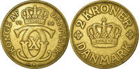 Dänemark 2 Kroner Münze, Christian X, Copenhagen, SS, Aluminum-Bronze -