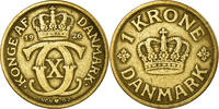 Dänemark Krone Münze, Christian X, Copenhagen, SS, Aluminum-Bronze -