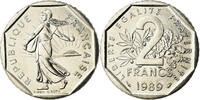 Frankreich 2 Francs Münze, Semeuse, Paris, STGL, Nickel, KM:942.1 -