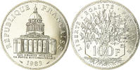 Frankreich 100 Francs Münze, Panthéon, Paris, STGL, Silber, KM:951.1 -