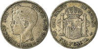 Spanien Peseta Münze, Alfonso XIII, Madrid, S+, Silber, KM:706 -