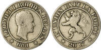 Belgien 20 Centimes Münze, Leopold I, S, Copper-nickel, KM:20 -