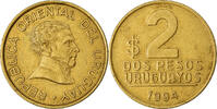 Uruguay 2 Pesos Uruguayos Münze, SS, Aluminum-Bronze, KM:104.1 -