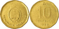 Argentinien 10 Centavos Münze, SS, Messing, KM:98 -