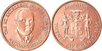 Jamaica 25 Cents Münze, Elizabeth II, British Royal Mint, VZ, Copper -