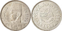 Ägypten 5 Piastres Münze, Farouk, British Royal Mint, VZ, Silber -