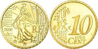 Frankreich 10 Euro Cent Proof, STGL, Messing, KM:1285 -