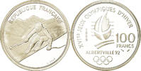 Frankreich 100 Francs Münze, albertville 92, Proof, STGL, Silber -