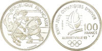 Frankreich 100 Francs Münze, albertville 92, Proof, STGL, Silber -
