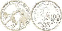 Frankreich 100 Francs Münze, albertville 92, Proof, STGL, Silber -