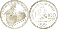 Frankreich 100 Francs Münze, albertville 92, Proof, STGL, Silber -