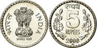 India 5 Rupees Münze, INDIA-REPUBLIC, UNZ, Copper-nickel, KM:154.1 -