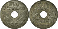 Frankreich 20 Centimes Münze, État français, Paris, VZ, Zinc -