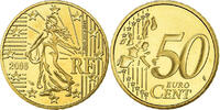 Frankreich 50 Euro Cent BE, STGL, Messing, KM:1287 -