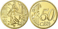 Frankreich 50 Euro Cent BE, STGL, Messing, KM:1287 -
