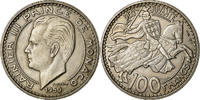 Monaco 100 Francs, Cent Münze, Rainier III, VZ, Copper-nickel, KM:133 -