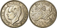 Monaco 100 Francs, Cent Münze, Rainier III, VZ, Copper-nickel, KM:133 -