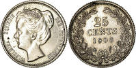 Niederlande 25 Cents Münze, Wilhelmina I, VZ, Silber, KM:120.2 -