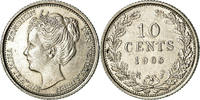 Niederlande 10 Cents Münze, Wilhelmina I, VZ, Silber, KM:136 -