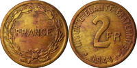 Frankreich 2 Francs Münze, France Libre, Philadelphia, SS, Messing -