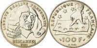 Frankreich 100 Francs Münze, Descartes, FDC, STGL, Silber, KM:996 -