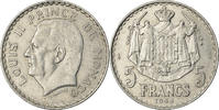 Monaco 5 Francs Münze, Louis II, Paris, SS+, Aluminium, KM:122 -