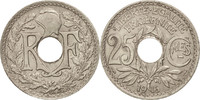 Frankreich 25 Centimes Münze, Lindauer, SS+, Nickel, KM:867 -