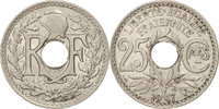 Frankreich 25 Centimes Münze, Lindauer, VZ+, Nickel, KM:867 -