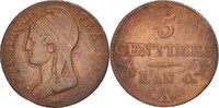 Frankreich 5 Centimes Münze, Dupré, Paris, S+, Bronze, KM:635.1 -