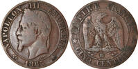 Frankreich 5 Centimes Münze, Napoleon III, Napoléon III, Strasbourg -